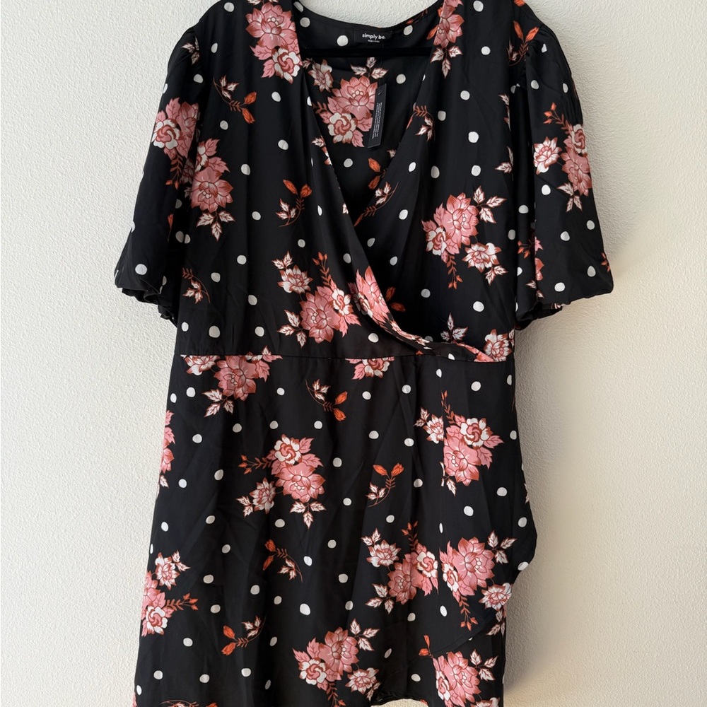 Simply Be. Floral Polka Dot Dress
